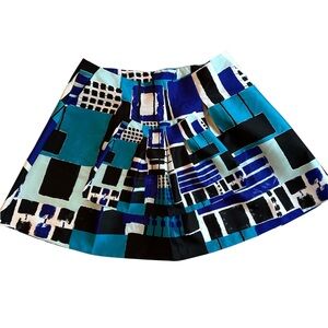 Abstract Blue and Black Women's Skirt
